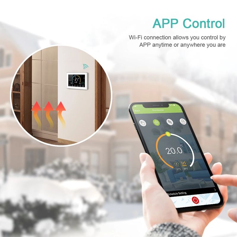 Tuya Smart Alexa Sprachsteuerung WiFi Smart Programmierbarer Thermostat APP Steuerung LCD Wasser-/Gaskessel Heizung für Echo Google Home_voghion.com