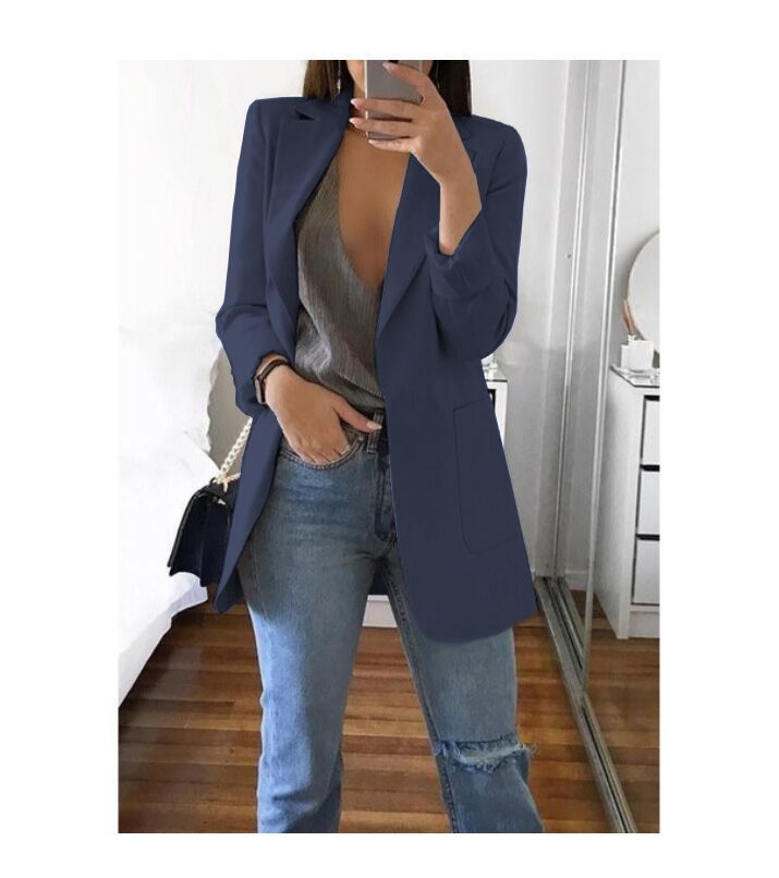 Dammode casual kostym lapel slim cardigan stil kostymjacka_voghion.com