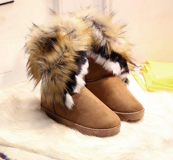 Women's Fur Tassel Winter Snow Boot Suede Flat Ankle Boots_voghion.com