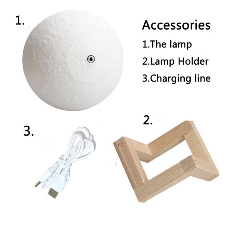 Veilleuse LED Lune étoilée – Batterie/USB, support, cadeau pour enfants, décoration de chambre en Europe_voghion.com