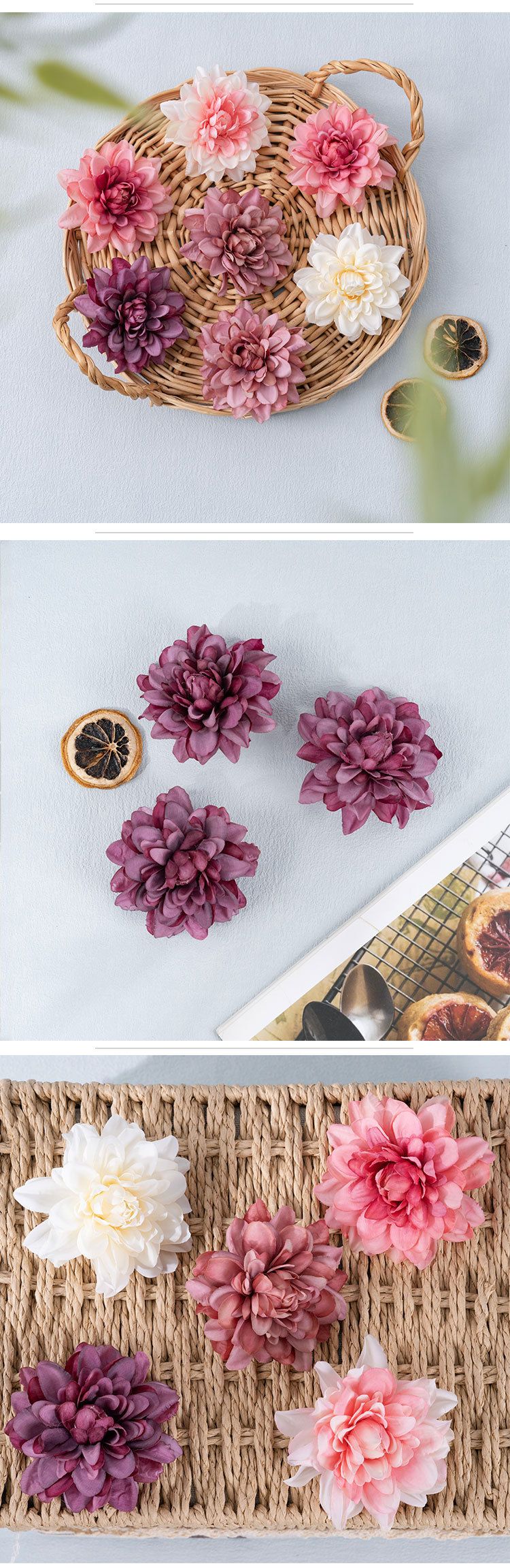 Pianta verde Chaowu dalia testa di fiore produttore di fiori artificiali transfrontalieri fiore decorazione di nozze all'ingrosso MW07304_voghion.com