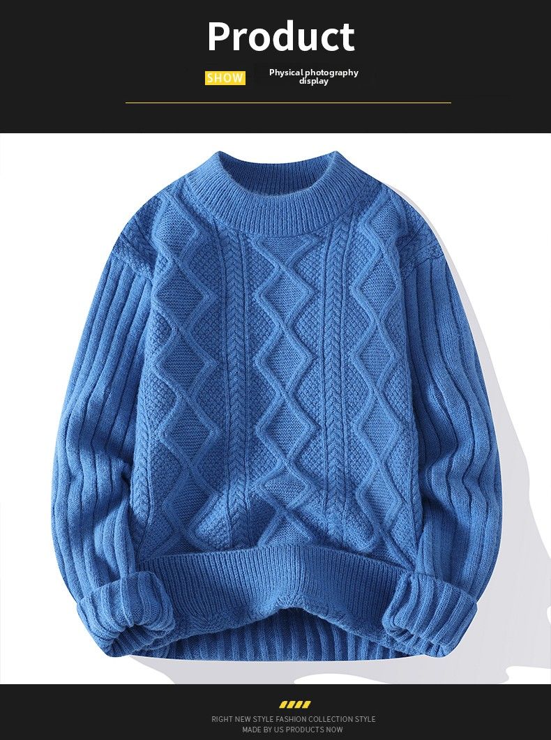 Einfarbiger, gedrehter Pullovermantel aus Wollfleece für Jugendliche, warm, Rundhalsausschnitt, langärmelig, gestricktes Basishemd, trendig_voghion.com