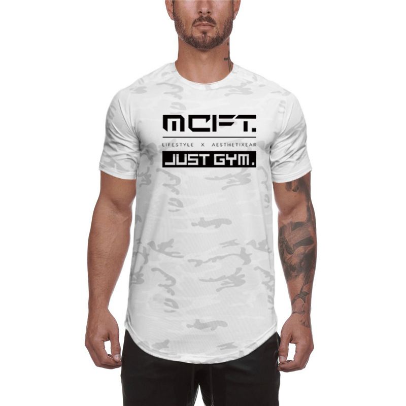 Schnell trocknendes T-Shirt für Herren, atmungsaktiv, für Herren, Camo-Farbe, Fitness, kurzärmelig, eng anliegend, für Laufen, Sportbekleidung, Muskeln_voghion.com