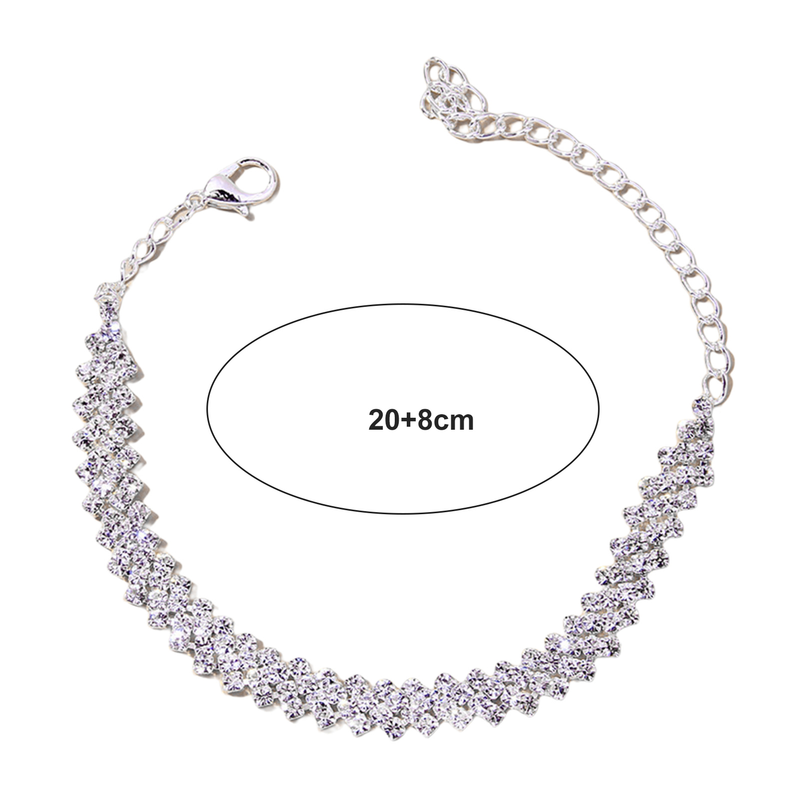 Shuosbai 1-delige verstelbare verlengde ketting met sprankelende persoonlijkheid, versierd met ruitvormige voet en strass-stretch enkelband voor vrouwen_voghion.com