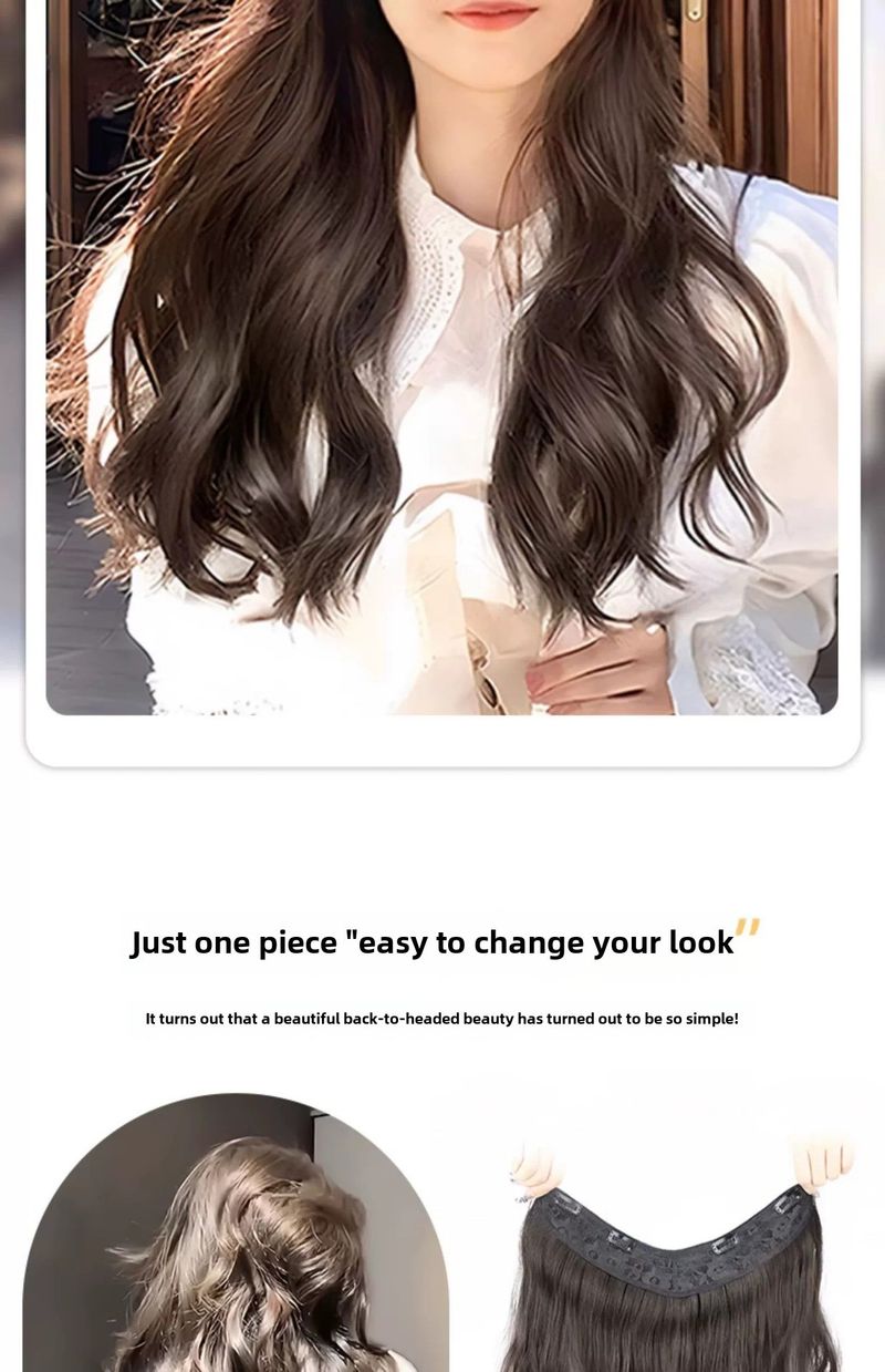 Parrucca da donna con capelli lunghi e ricci, pezzo unico, alto livello, francese, riccio, soffice, aumento invisibile, pezzo di estensione dei capelli senza soluzione di continuità_voghion.com