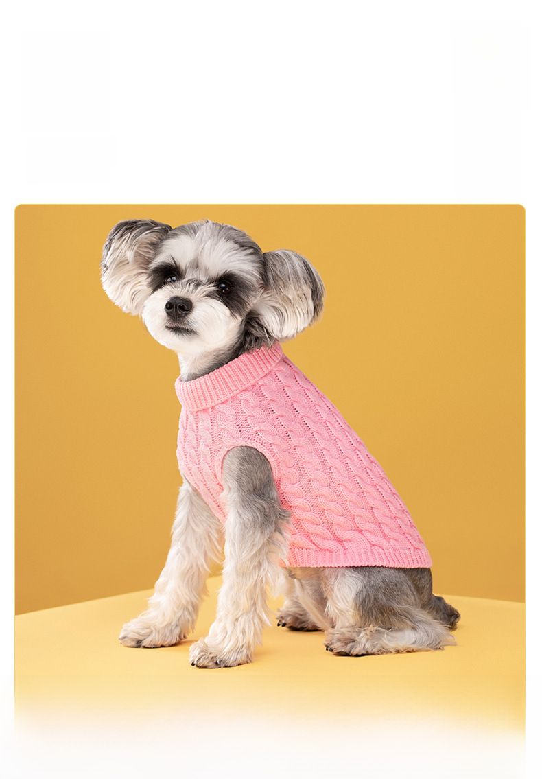 Autumn and Winter new fashion candy color sweater dog cute pet warm clothes solid color twist knitted pullover wholesale_voghion.com