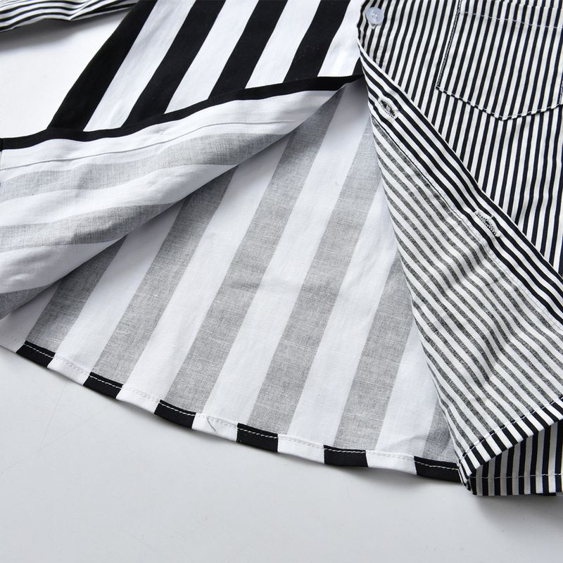 Herbst Und Winter Jungen Langarm-shirt Set Mode Muster Passenden Gestreiften Hemd Mit Hosenträger Hosen Set_voghion.com
