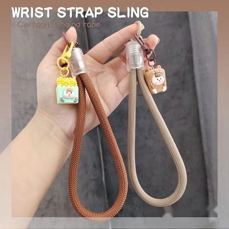 Minimalist Woven Lanyard Men And Women, Short Ins Fashion Wrist Strap With Cartoon Pendant Clip For Phone Case_voghion.com