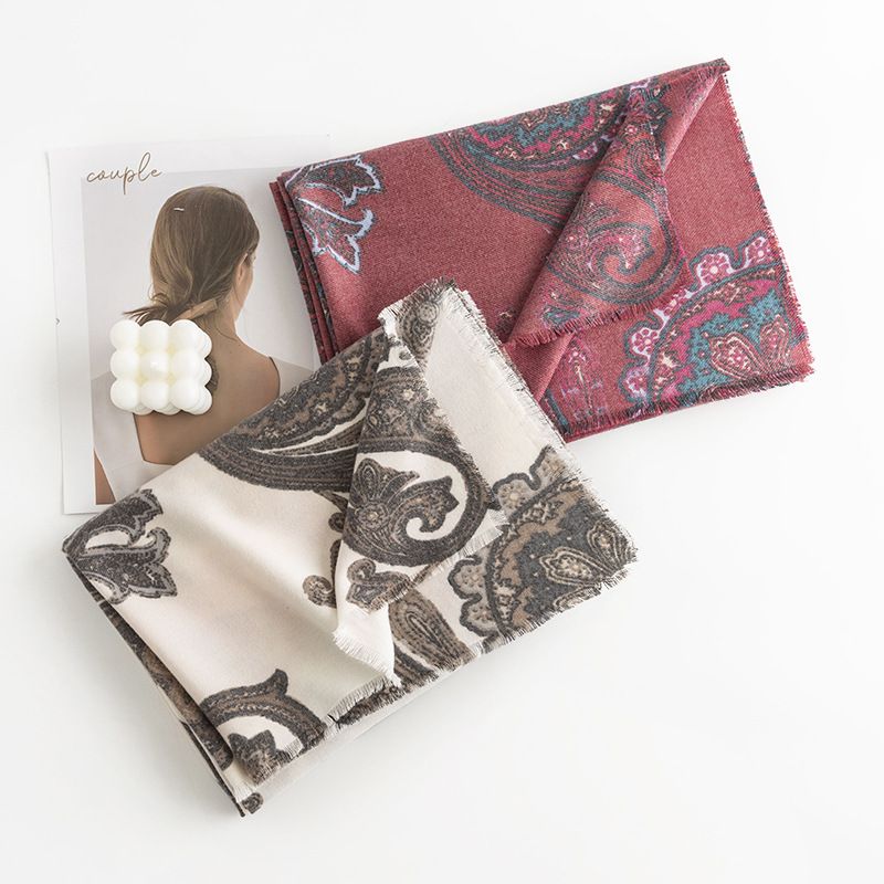 Scarf Autumn and Winter Cashew Nut Printing Female Imitation Cashmere Shawl Thickened Warm and Cold-proof Scarf_voghion.com