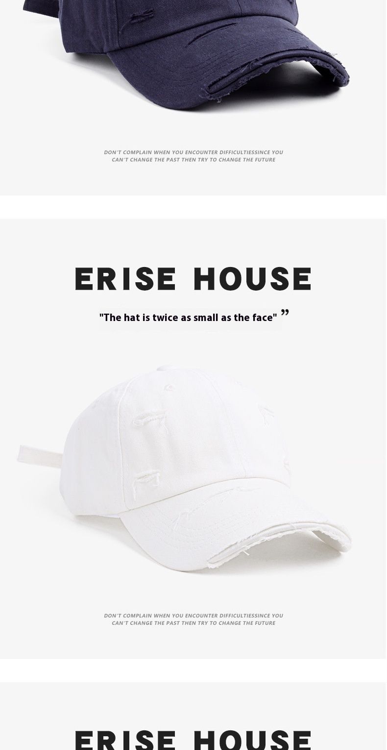 Baseball cap female new spring and summer hip-hop Hundred with soft top curved brim retro personality do old broken hole duck tongue cap male_voghion.com