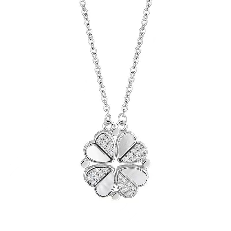 Nuovo amore quattro foglie erba collana design da donna senso un multi indossare magnetico Fritillaria ciondolo versatile collare_voghion.com