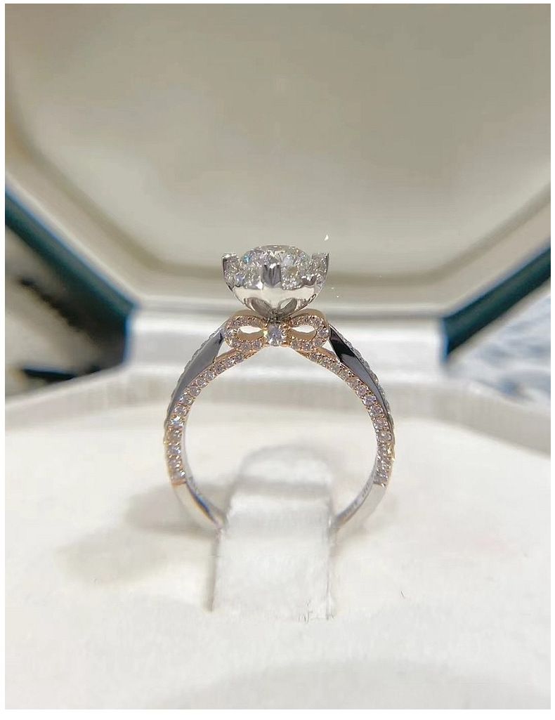 Küçük Kırmızı Kitap Sterling Gümüş Kurdele Yay Buket Moissanite Elmas Yüzük 1 Karat Kadın Düğün_voghion.com