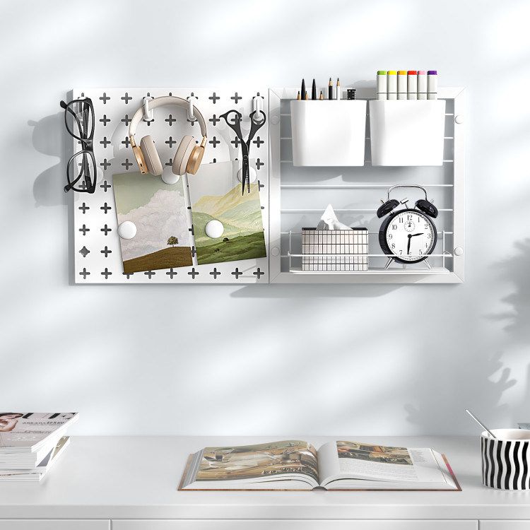 Pegboard Combination Kit Combination Wall Organizer with Magnets and Hooks_voghion.com