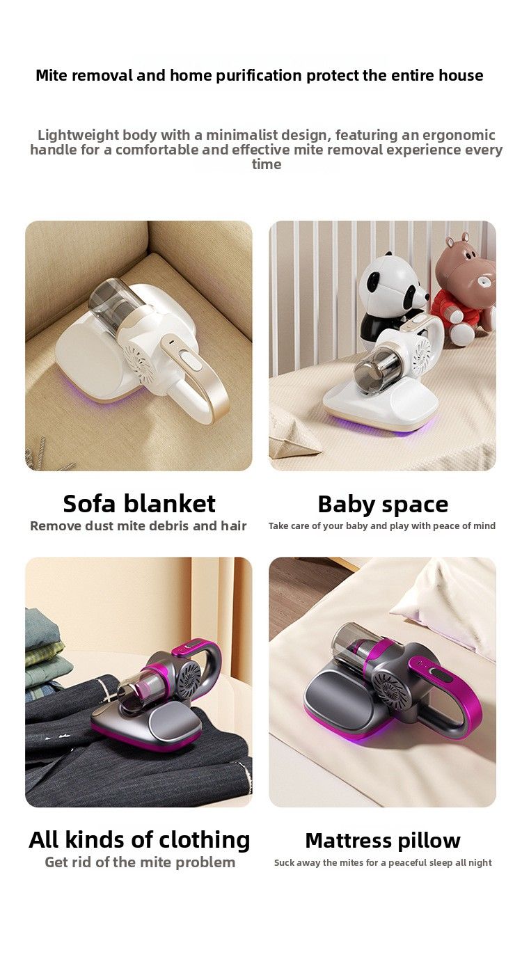 Mijtverwijderaar, stofzuiger, bed voor thuis, ultraviolette sterilisator, stofzuig- en dweilmachine, draadloze draagbare verbergingsverwijderaar_voghion.com