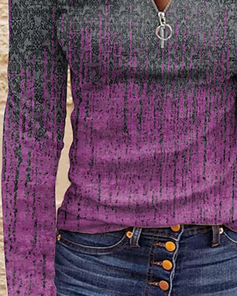 Naisteriiete kuummüük slim fit lukuga trükitud pikkade varrukatega igapäevane nädalavahetuse põhitopp_voghion.com