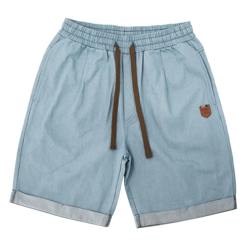 Herren Neue gewaschene einfache Shorts Casual Sports Loose Cotton Denim Fünf-Minuten-Hosen_voghion.com