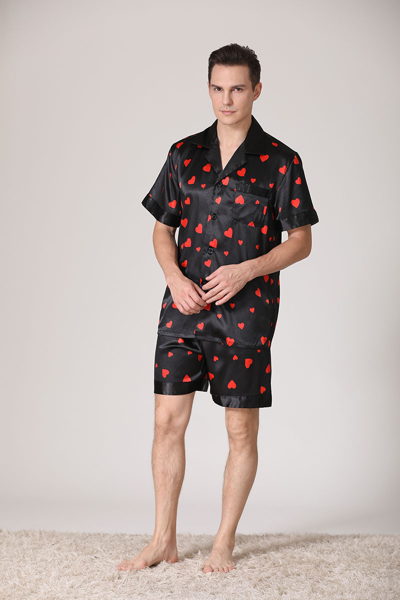Men's clothing men's large size loose home clothes summer men's breathable thin short-sleeved shorts ice silk pajamas set_voghion.com