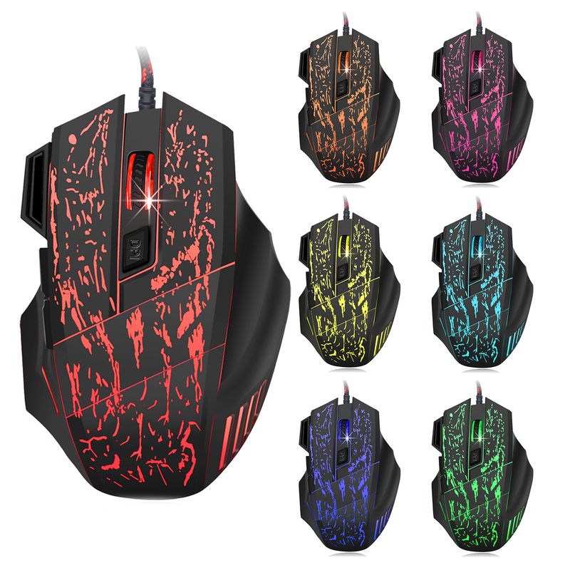 HXSJ Fließende Riss Bunte Leuchtende MAUS 7D Spiel Maus 3200dpi_voghion.com