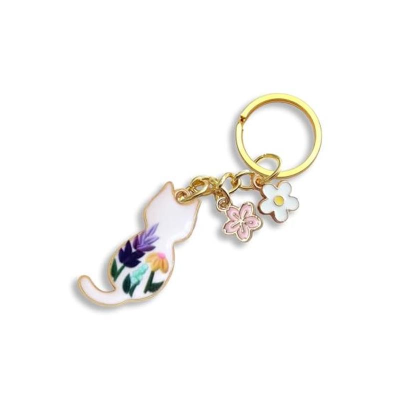 Nouveau porte-clés coloré et mignon en émail avec fleur, passionné de jardin et de chat_voghion.com