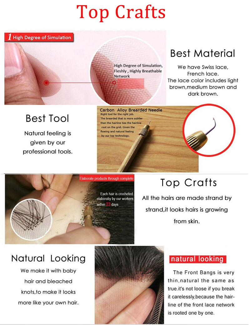 Parrucche anteriori in pizzo con riga profonda dell'attaccatura dei capelli naturale pre pizzicate Parrucche corte a densità 150% Capelli umani_voghion.com