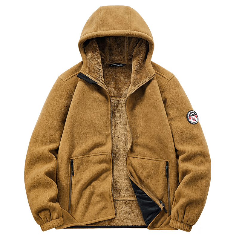 Giacca in pile da uomo sportiva felpa con cappuccio giacca imbottita da boxe fodera in pile rocker_voghion.com