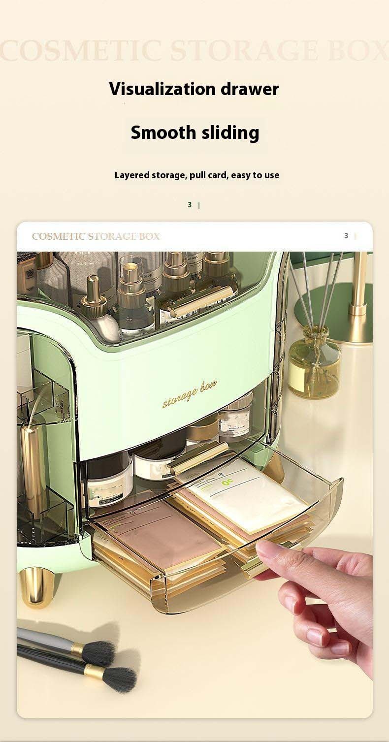 Organizador familiar de maquillaje de gran capacidad con diseño a prueba de polvo para mascarillas y productos de belleza, multifuncional para uso doméstico._voghion.com