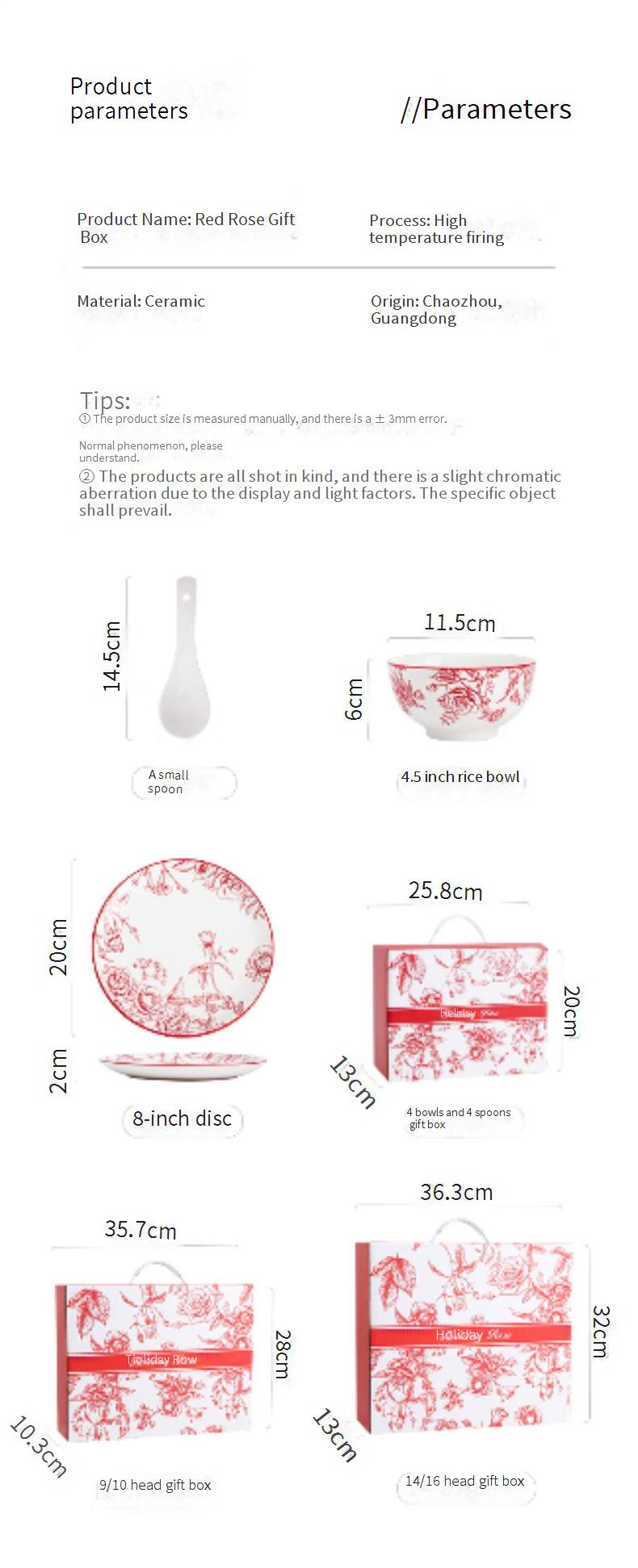 Ceramic Bowl Set With Under-Glaze Design - 6-Piece Dinnerware Gift Box For Home & Special Occasions_voghion.com