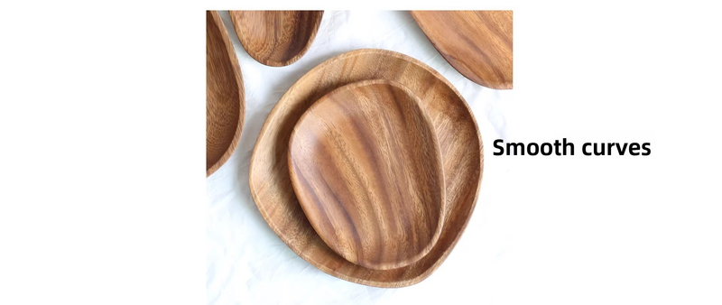 Walnut Snack Tray – Japanese Style Solid Wood Dessert Plate For Fruits Nuts & Candy (Creative Acacia Design)_voghion.com