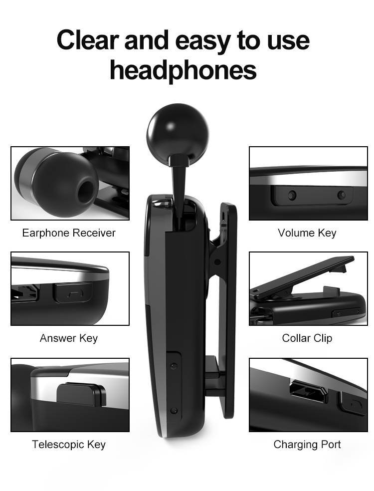 K53 Bluetooth-Kopfhörer im Kragenstil, Teleskopkabel für eingehende Anrufe, Vibration, Nummernmeldung, universelles Mobiltelefon_voghion.com