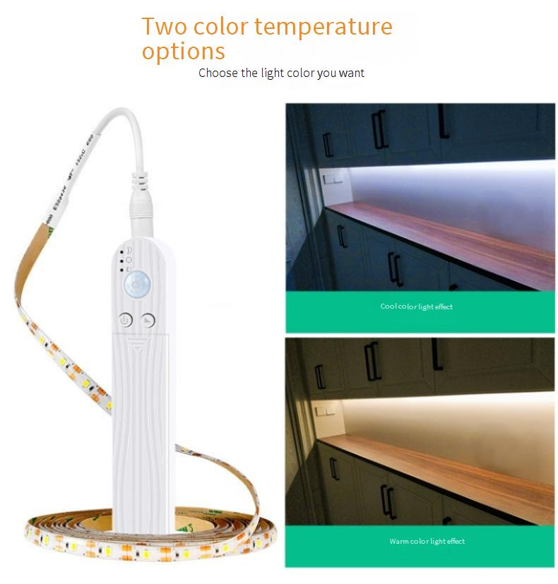 2835 LED-Lichtstreifen mit Bewegungssensor, 5 V USB-/Batteriebetrieb, wasserdichte, flexible Lichtleiste für TV-Hintergrundbeleuchtung, Schrank, Kleiderschrank_voghion.com