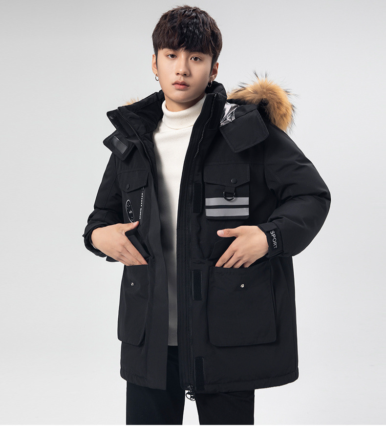 High Quality Down Jacket Men's Winter White Duck Down Thickened Fur Collar Jacket Casual Windbreaker Couple Workwear Party Jacket_voghion.com