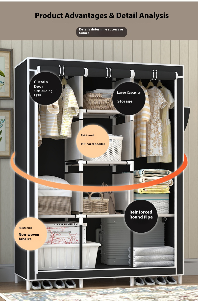 Armario metálico minimalista moderno: armario de almacenamiento multicapa de fácil montaje para dormitorio, hogar y oficina._voghion.com