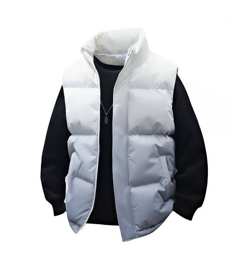 Gilet unisex in cotone sfumato con collo alto - Elegante capo da indossare a strati per il guardaroba autunnale e invernale (grigio/nero/rosa, taglie dalla M alla 5XL)_voghion.com