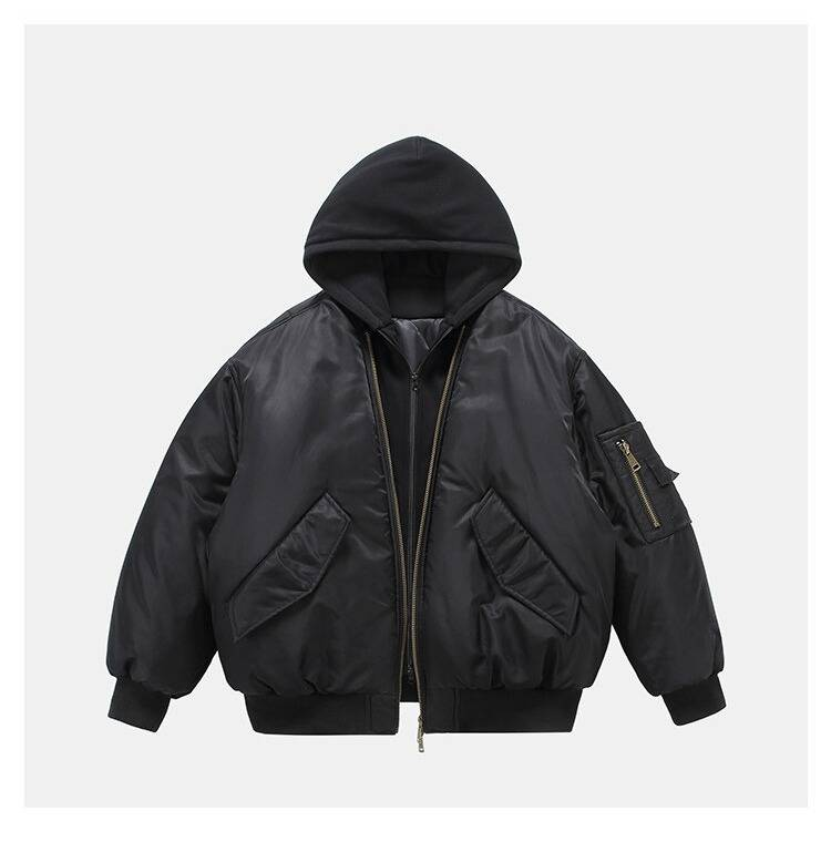 Men’s Hooded Flight Jacket – Streetwear Layered Bomber With Detachable Inner Hoodie (M-2XL)_voghion.com