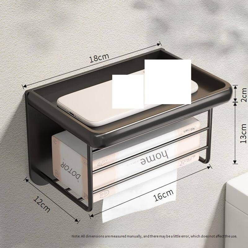Porta carta igienica da parete senza fori – Distributore di carta igienica in lega di alluminio nero per rotoli bagnati e asciutti, design moderno salvaspazio_voghion.com
