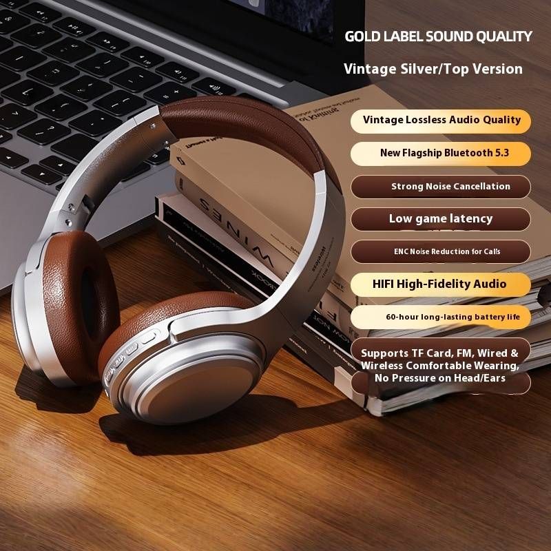 Casque Bluetooth sans fil Retro 901 supra-auriculaire, son Hi-Fi, autonomie de 50 h, design pliable, micro intégré, double mode (Bluetooth 5.4/AUX)_voghion.com