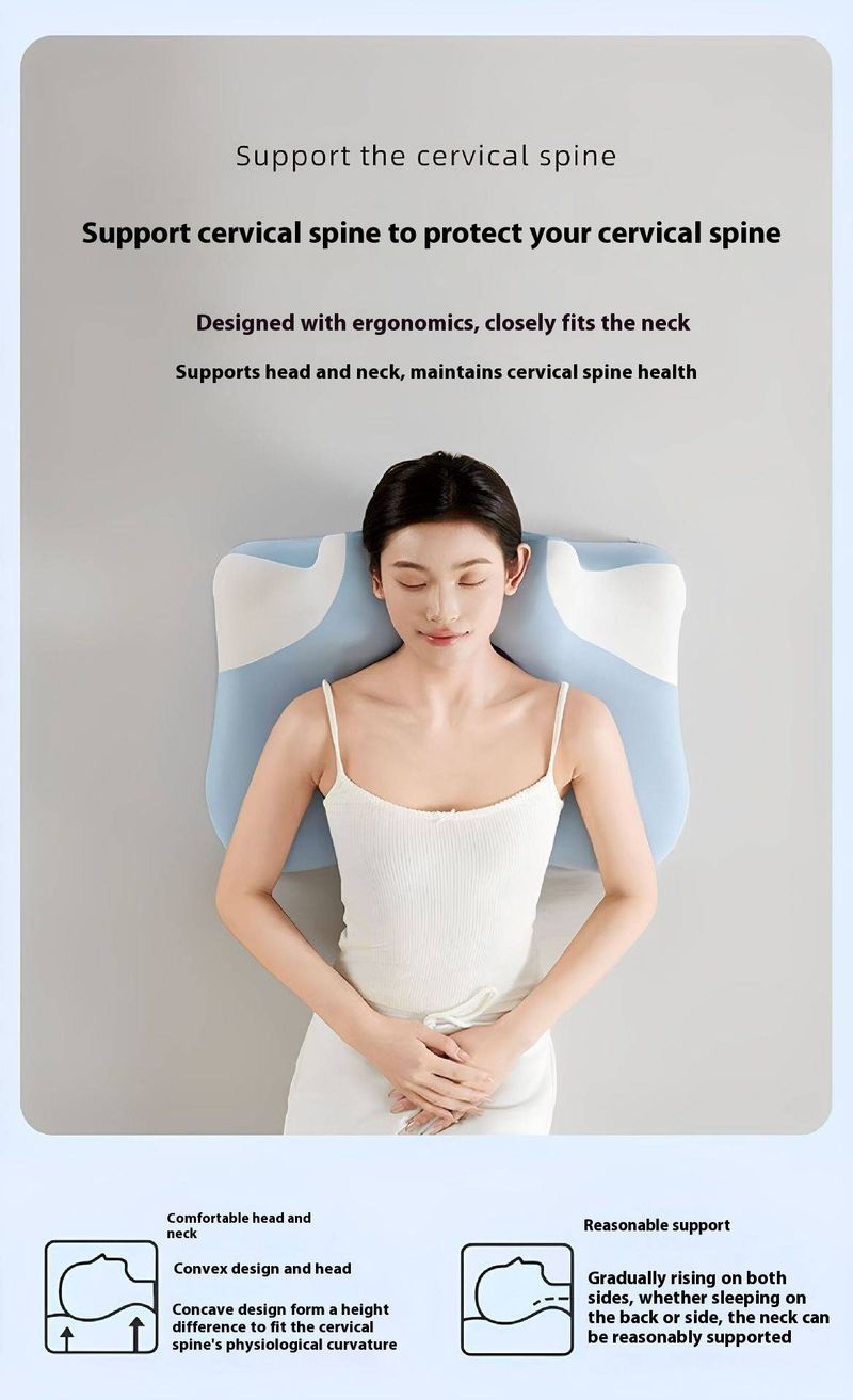 Slow Rebound Memory Foam Pillow – Ergonomic Desk & Side Sleeper Pillow For Office Nap, Gaming, And Phone Watching (Blue/Aurora Blue/Silver Grey)_voghion.com