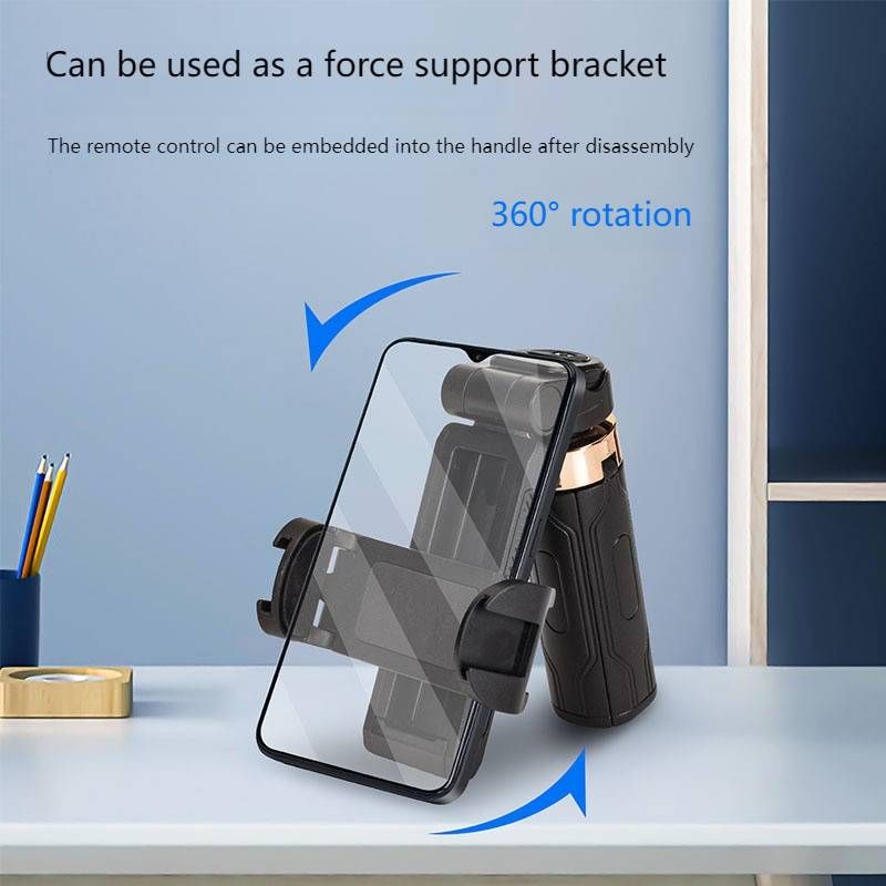 Mini palo selfie Bluetooth con trípode de 4 patas: soporte portátil para teléfono con luz LED y control remoto para fotos y vídeos estables._voghion.com