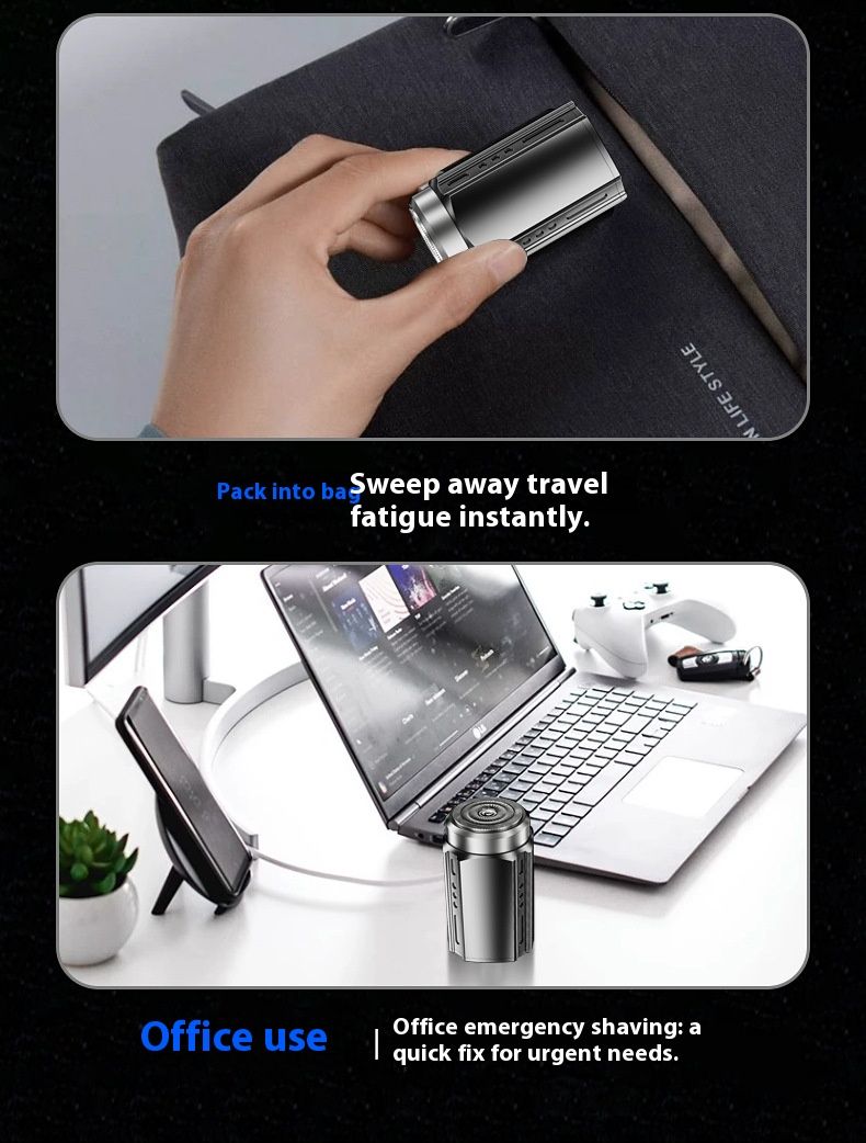 Mini-Elektrorasierer – 3D-Schwebeklingen, LED-Anzeige, IPX7-wasserdicht, per USB wiederaufladbarer Reiserasierer für Männer (Gunmetal/Schwarz)_voghion.com