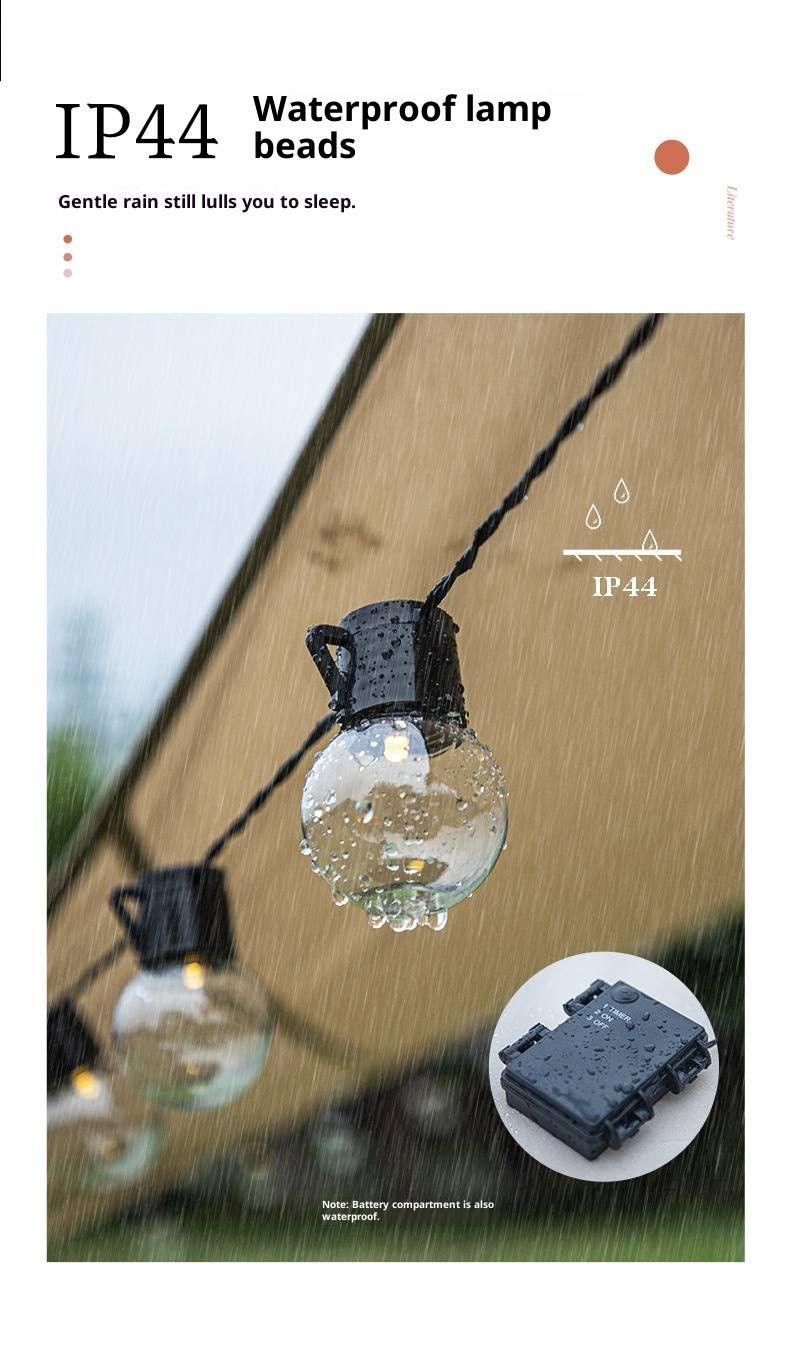 Wasserdichte LED-Lichterkette für den Außenbereich – Dimmbare Kugellampen, Schutzart IP55, Längen 10 m/20 m/50 m/100 m, ideal für Camping, Hochzeiten und Garten_voghion.com