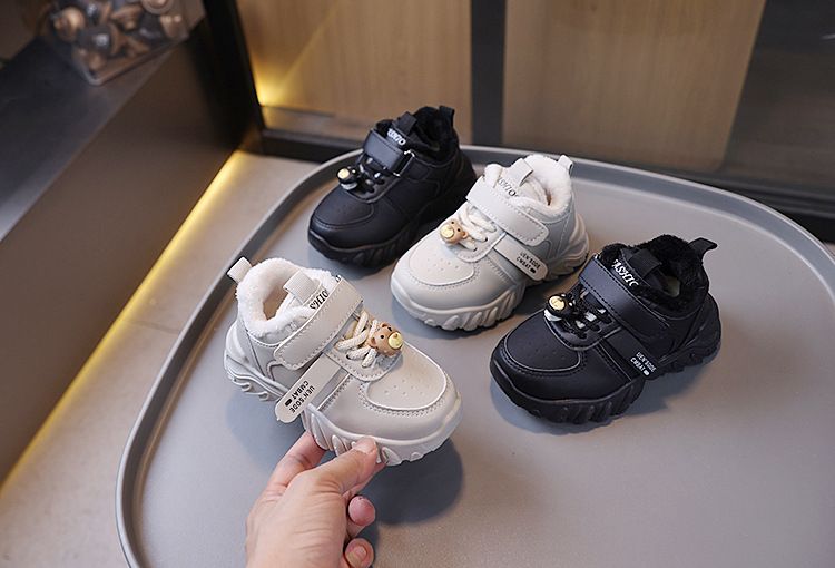New Boys' Fleece Sneakers Girls' Daddy Shoes Baby Warm Two Cotton Shoes_voghion.com