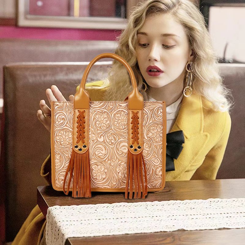 Borsa tote con stampa a nappe, tracolla staccabile, sensazione di alta qualità_voghion.com