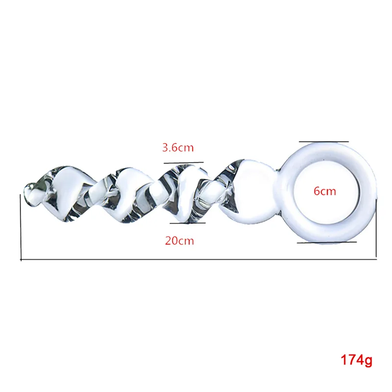 Giocattoli Plug anale a spirale in vetro Stimolazione vaginale Punto G Massaggiatore per la prostata Bu 220822_voghion.com