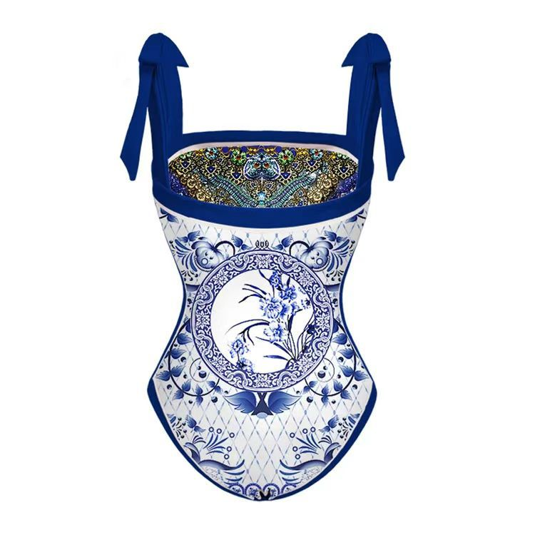 Ženske enodelne konzervativne dvostranske kopalke za plažo Hot Spring dvodelni francoski retro enodelni bikini_voghion.com