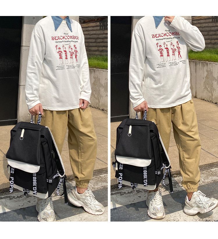 2024 New Korean Edition Boys' Travel Ba Personalized Trend Large Capacity Heat Transfer Printing Casual Student_voghion.com