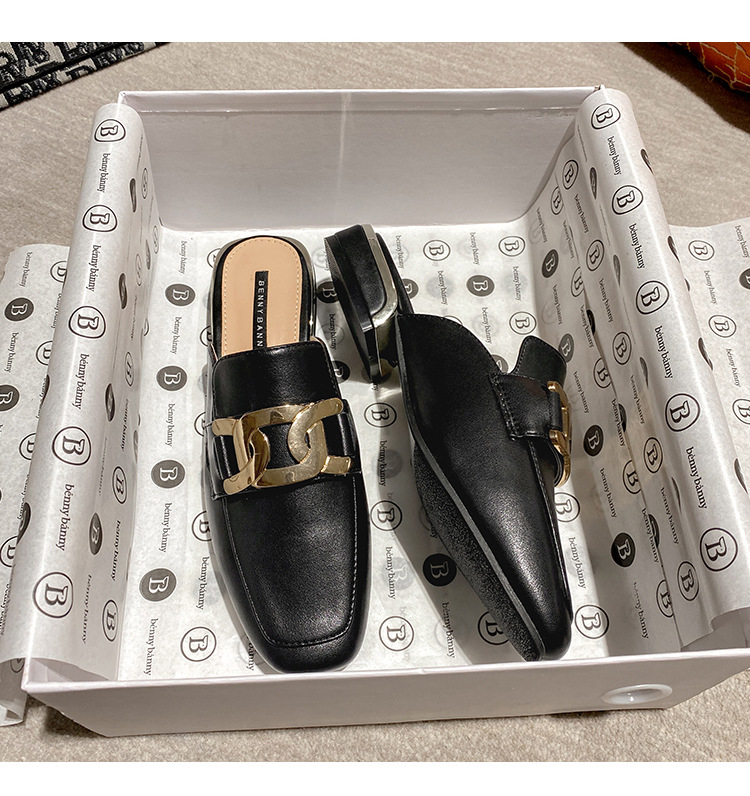 Echtes Leder Baotou Half Slipper 2023 Frühling und Sommer draußen tragen Sandalen und Hausschuhe quadratische Zehen faule halbe Slipper All-Match-Müller-Schuhe_voghion.com