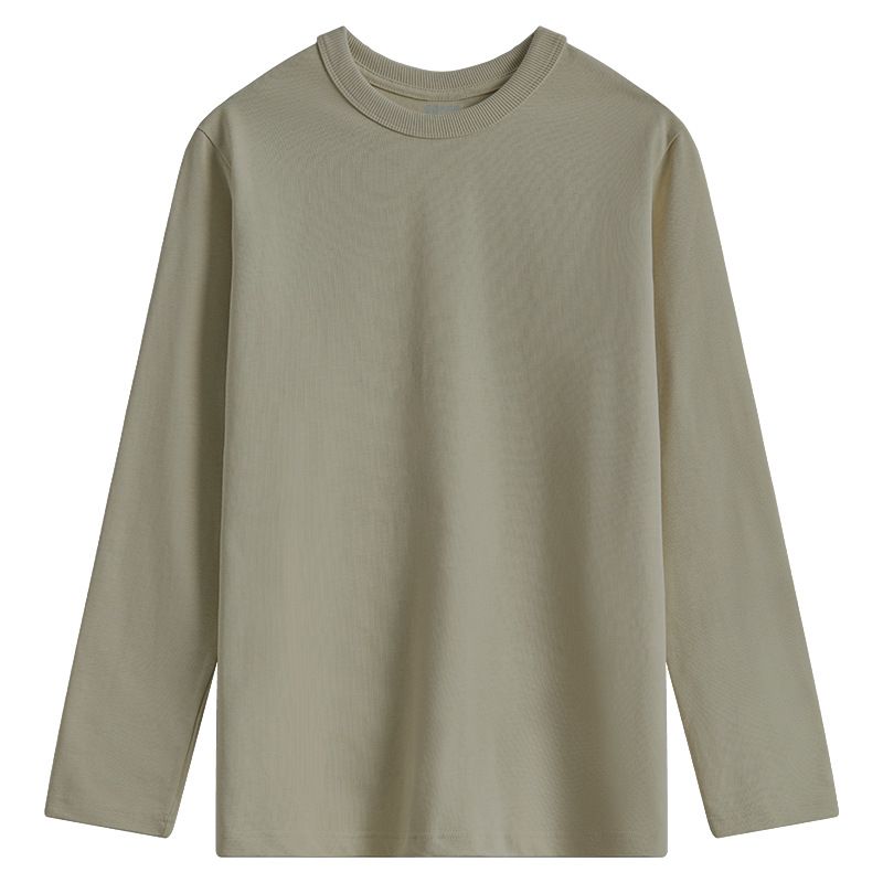 Maglietta a maniche lunghe unisex da uomo, in puro cotone Pima a fibra lunga, tinta unita, colore bianco, 2025d, leggera, con ammoniaca liquida, anni '50, Xinjiang_voghion.com