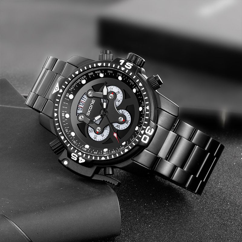 SKONE Time And Space 7468E Men's Quartz Stainless Steel With Three Small Dials Hands Luminous Casual Fashion Watch_voghion.com