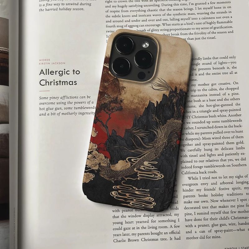 Caneta de desenho de montanha e rio chinês 16 Max Capa de telefone 15 Película 14 Plus Rígida 13 Pro Estilo Nacional 12 11_voghion.com