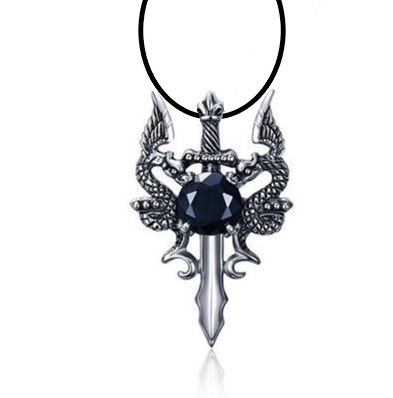 Mode Dragon Sword Halsband Cross Hänge Hip Hop Punk Halsband för män Cross Smycken Accessoarer Party Present_voghion.com